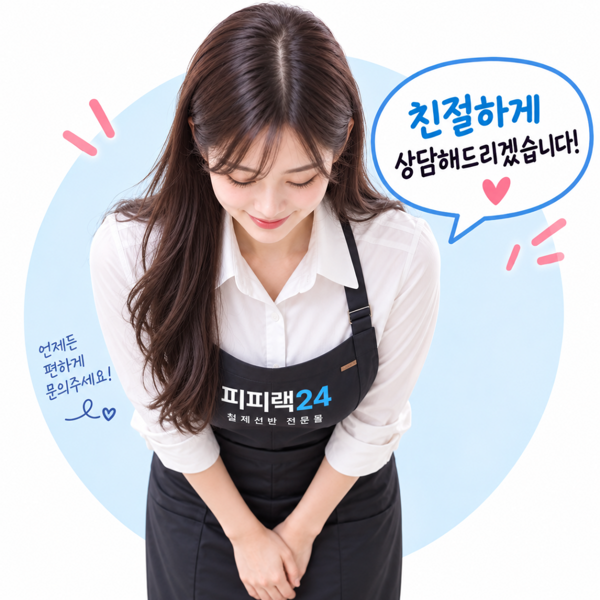 피피랙24 여성 직원이 친절한 상담을 안내하는 모습